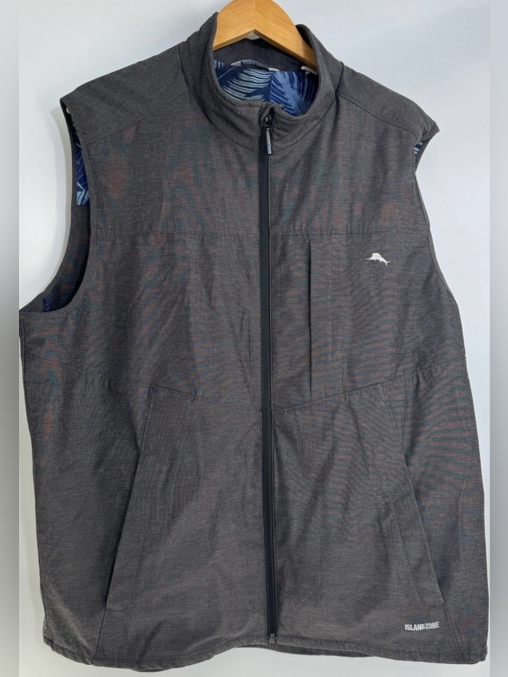 Tommy Bahama On Par grey Zip island Zone Golf Outdoor Cam Vest Mens‎ XL